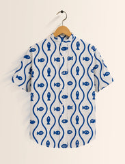 Fishes Print Unisex Half Sleeve Shirt - XPST