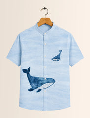 Blue Dolphin Print Unisex Half Sleeve Shirt - XPST