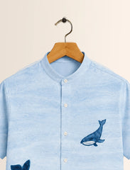 Blue Dolphin Print Unisex Half Sleeve Shirt - XPST