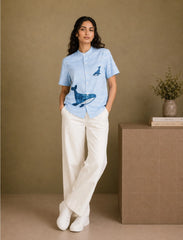 Blue Dolphin Print Unisex Half Sleeve Shirt - XPST