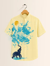 Elephant Splash Print Unisex Half Sleeve Shirt - XPST