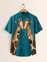 Green Giraffe Print Unisex Half Sleeve Shirt - XPST