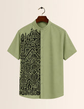 Green Mandala Print Unisex Half Sleeve Shirt - XPST