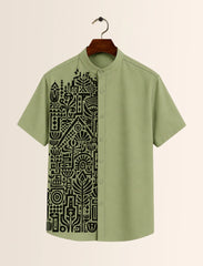 Green Mandala Print Unisex Half Sleeve Shirt - XPST
