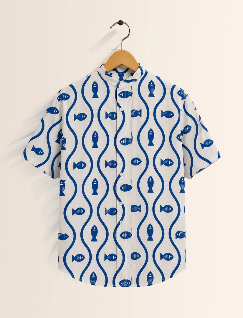 Fishes Print Unisex Half Sleeve Shirt - XPST