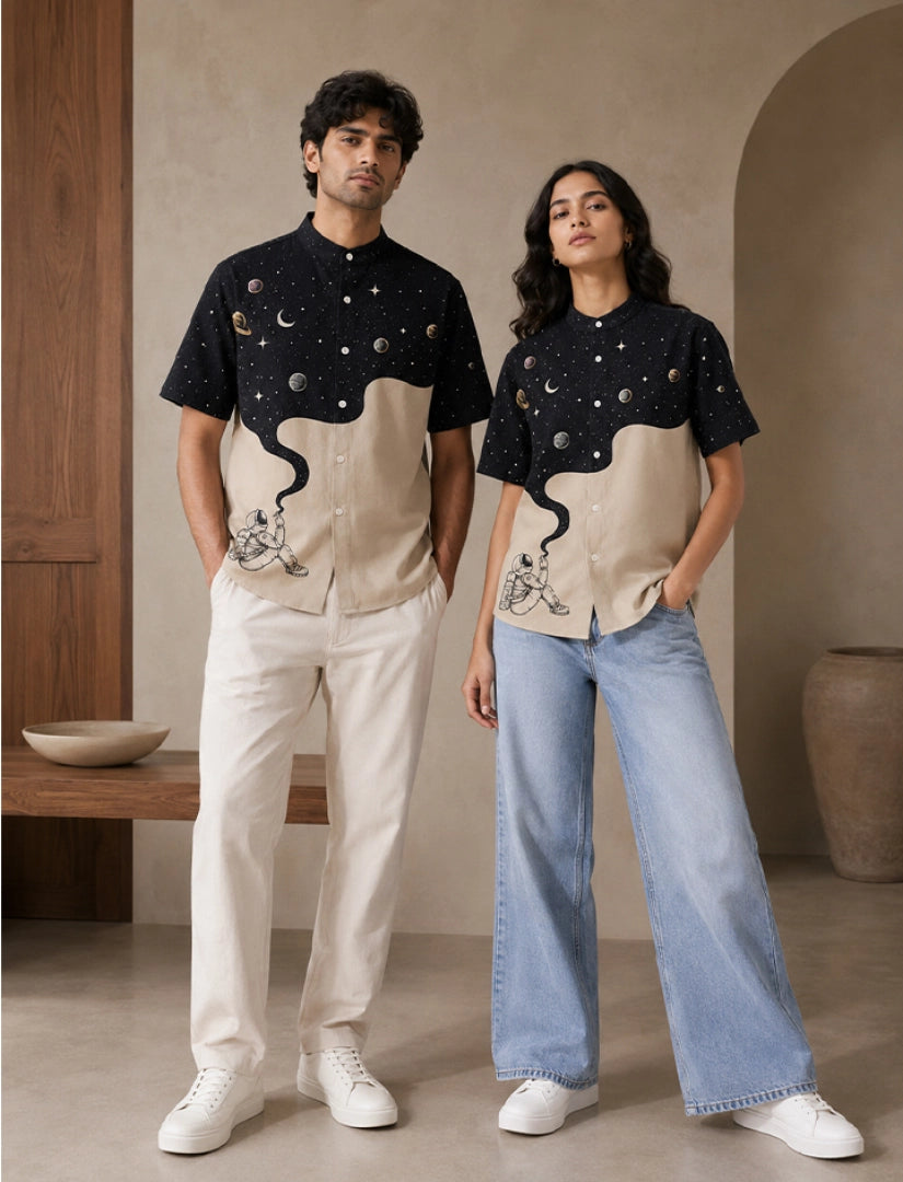 Astronaut Space Print Unisex Half Sleeve Shirt - XPST