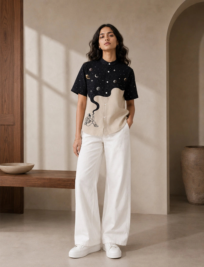 Astronaut Space Print Unisex Half Sleeve Shirt - XPST