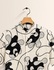 Cream Lines Print Unisex Half Sleeve Shirt - XPST