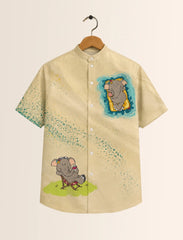 Elephant Print Unisex Half Sleeve Shirt - XPST