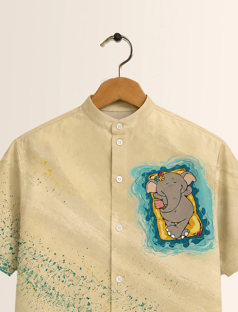 Elephant Print Unisex Half Sleeve Shirt - XPST