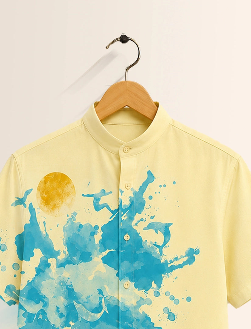 Elephant Splash Print Unisex Half Sleeve Shirt - XPST