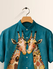 Green Giraffe Print Unisex Half Sleeve Shirt - XPST