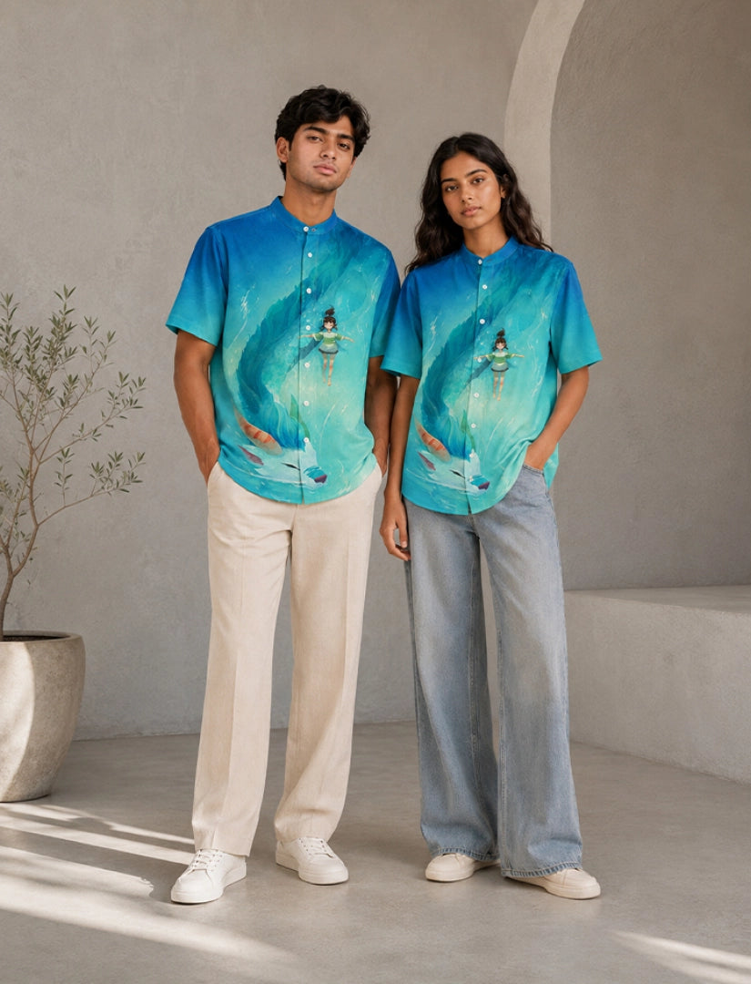 Green Girl Print Unisex Half Sleeve Shirt - XPST