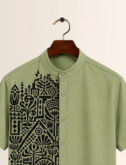 Green Mandala Print Unisex Half Sleeve Shirt - XPST