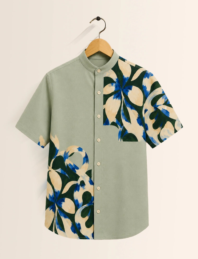 Green Patch Print Unisex Half Sleeve Shirt - XPST