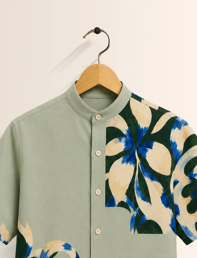 Green Patch Print Unisex Half Sleeve Shirt - XPST