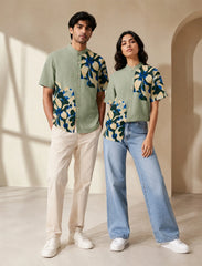 Green Patch Print Unisex Half Sleeve Shirt - XPST