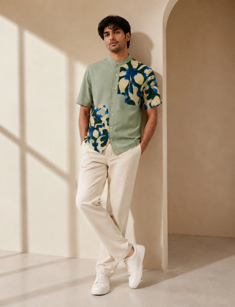 Green Patch Print Unisex Half Sleeve Shirt - XPST