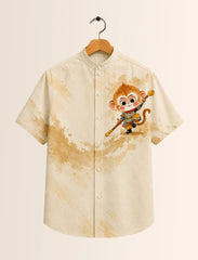 Monkey Print Unisex Half Sleeve Shirt - XPST