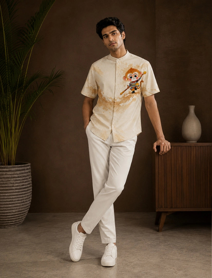 Monkey Print Unisex Half Sleeve Shirt - XPST