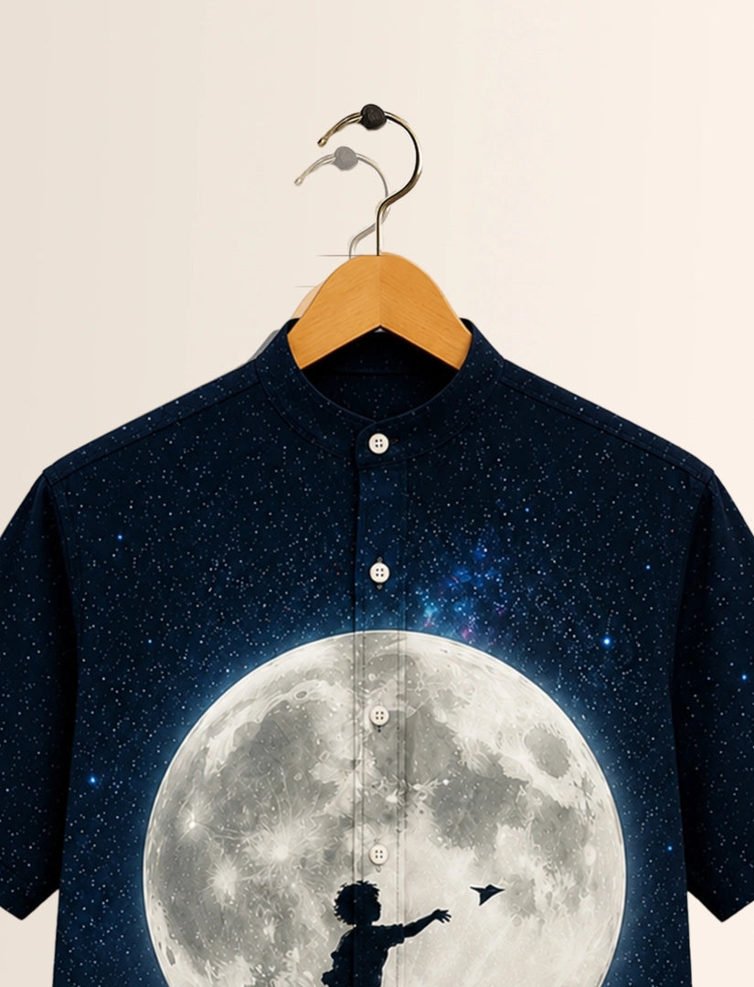 Moon Navy Unisex Half Sleeve Shirt - XPST