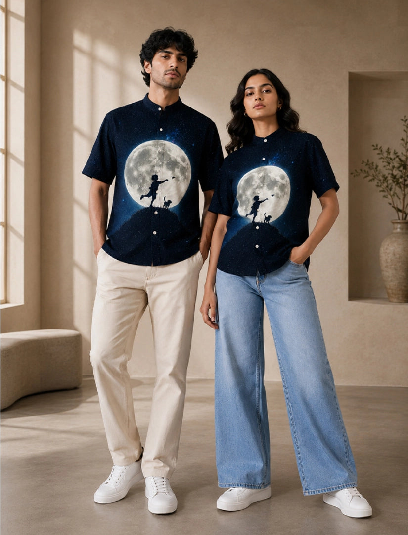 Moon Navy Unisex Half Sleeve Shirt - XPST