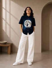 Moon Navy Unisex Half Sleeve Shirt - XPST