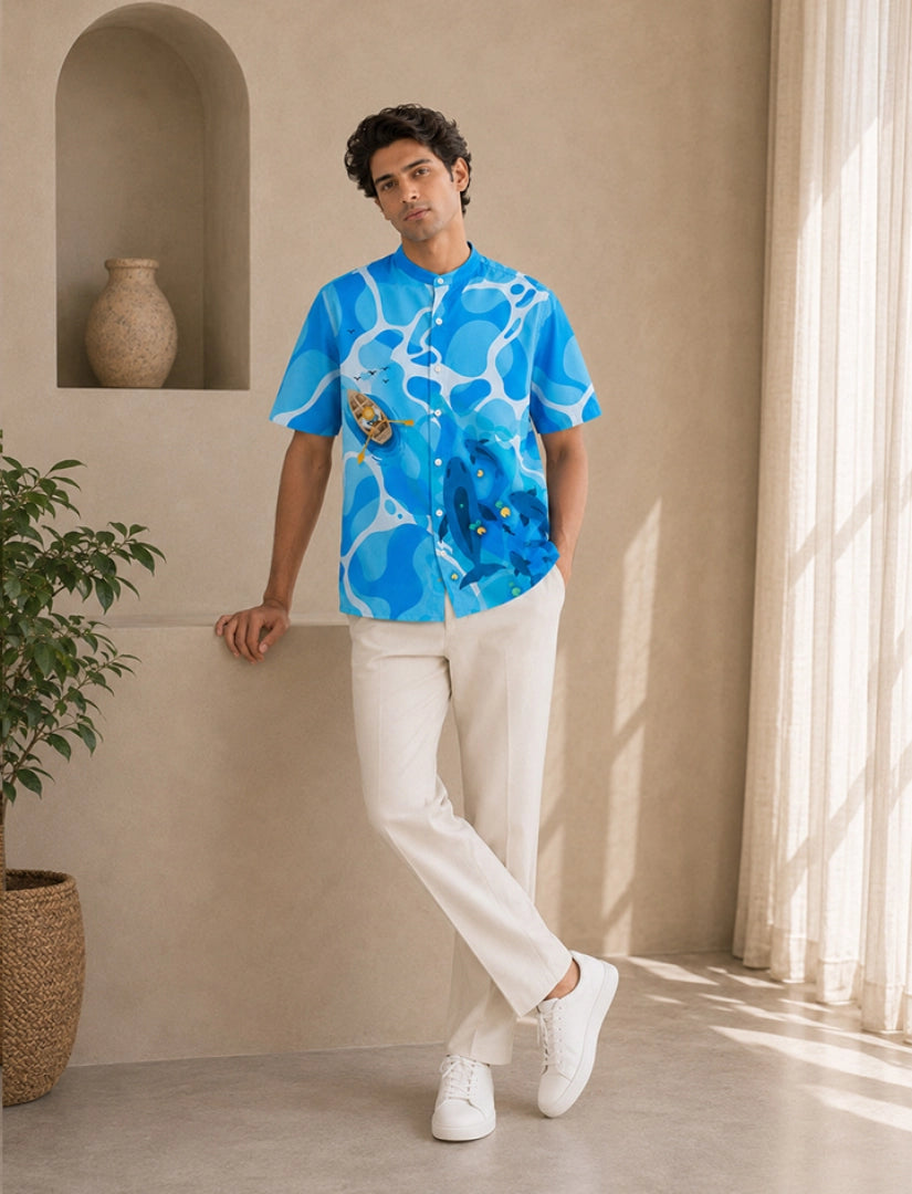 Navy Dolphin Unisex Half Sleeve Shirt - XPST