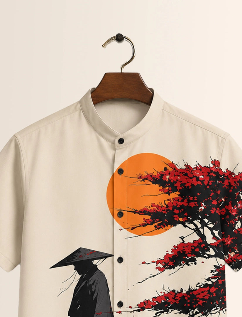 Samurai Print Unisex Half Sleeve Shirt - XPST