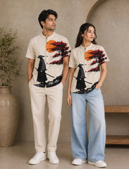 Samurai Print Unisex Half Sleeve Shirt - XPST
