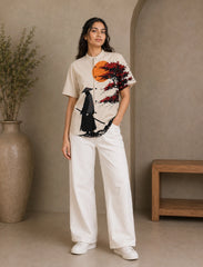 Samurai Print Unisex Half Sleeve Shirt - XPST