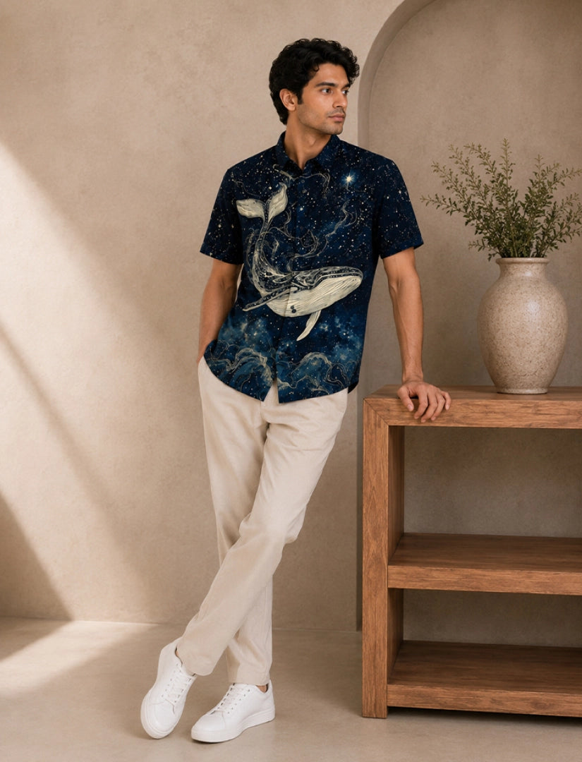 Sky Dolphin Print Unisex Half Sleeve Shirt - XPST