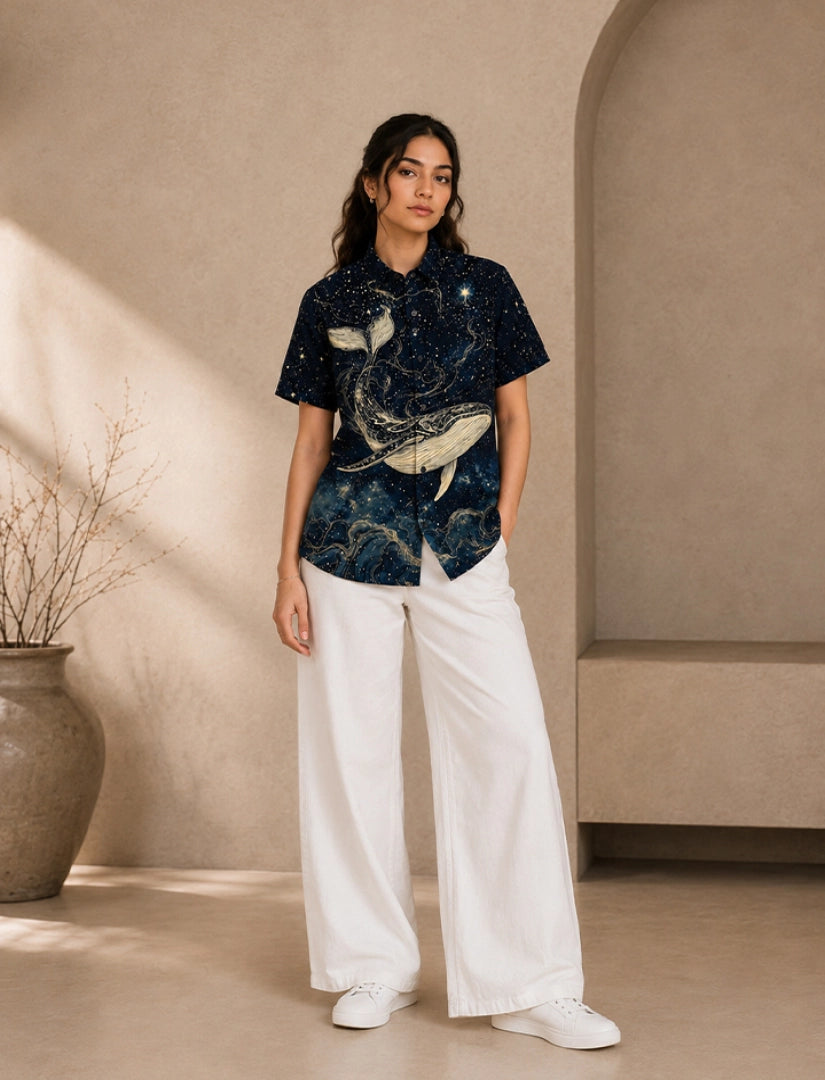 Sky Dolphin Print Unisex Half Sleeve Shirt - XPST